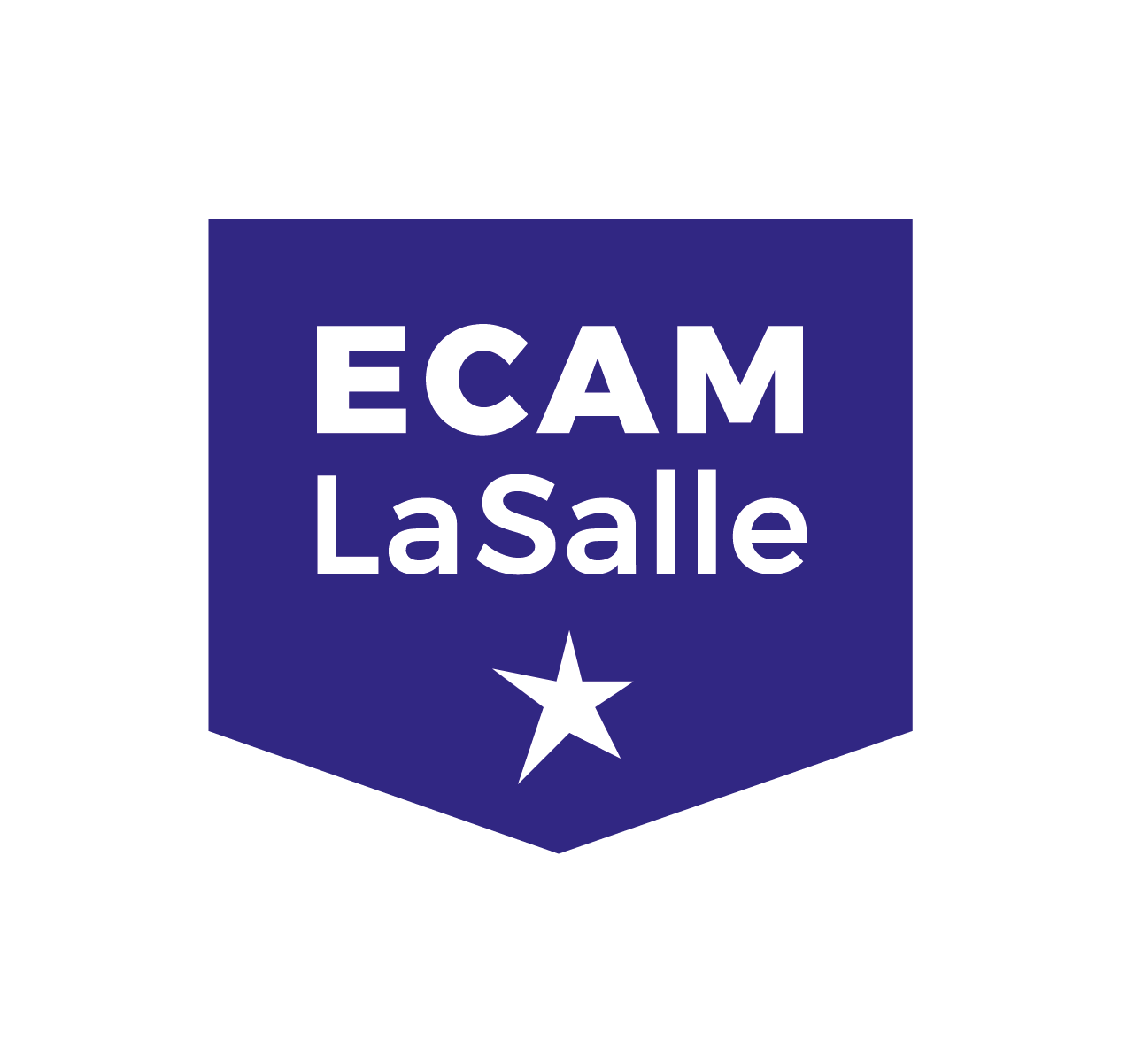 Logo Ecam LaSalle sans fond dans les tons bleu marine et blanc